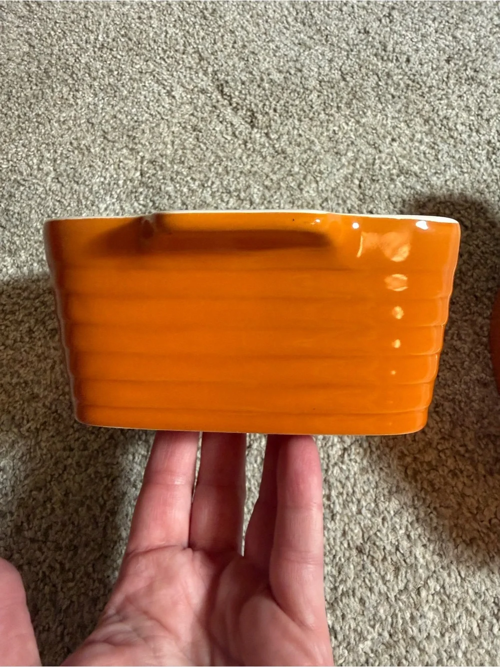 Pair of Orange Ceramic Baking Dishes